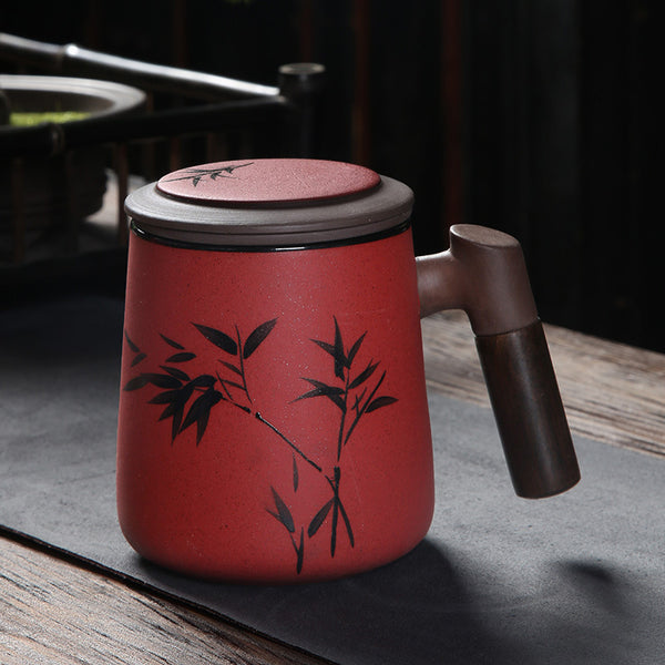 Purple Sand Ceramic Hand-painted Cup With Lid