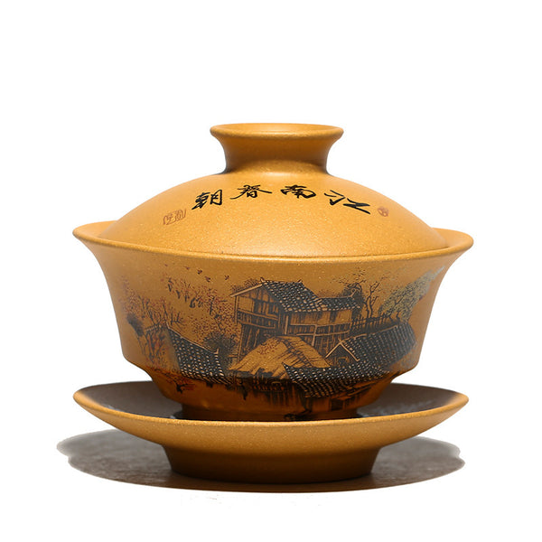 Household Kung Fu Sancai Covered Bowl Purple Sand Cup