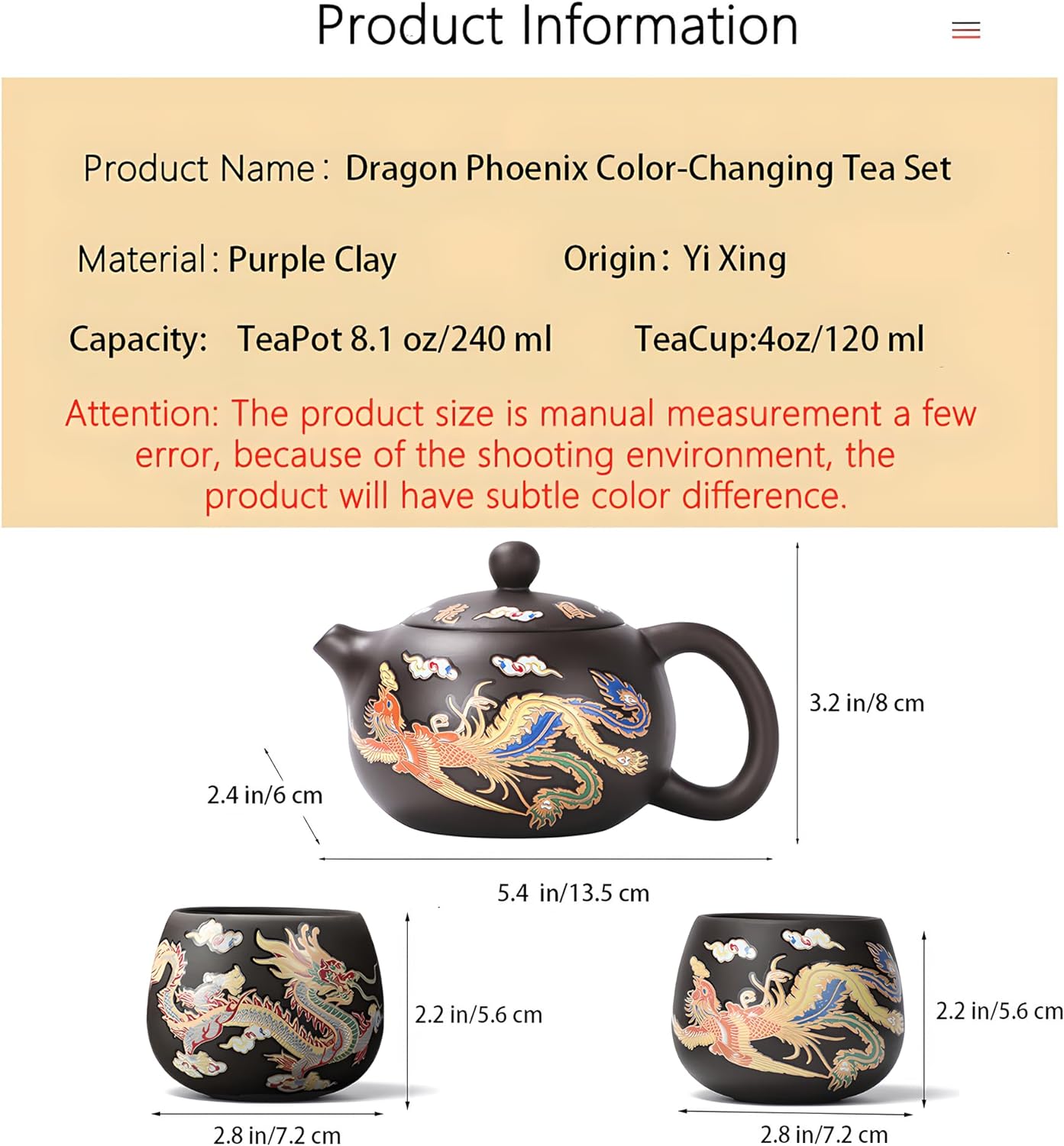 Dragon & Phoenix Auspicious Purple Clay Tea Set – Yixingteaart