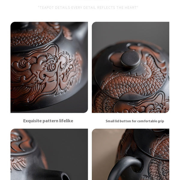 Dragon Year Xianglong Purple Pottery Teapot Relief Purple Clay Home Office Teapot Purple Sand Single Teapot
