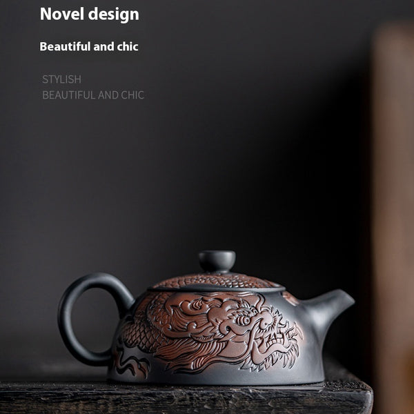 Dragon Year Xianglong Purple Pottery Teapot Relief Purple Clay Home Office Teapot Purple Sand Single Teapot