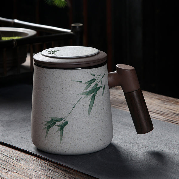 Purple Sand Ceramic Hand-painted Cup With Lid