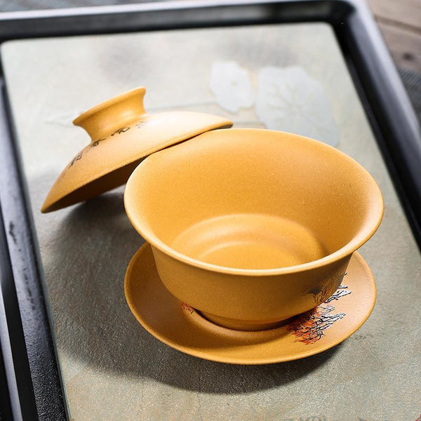 Household Kung Fu Sancai Covered Bowl Purple Sand Cup