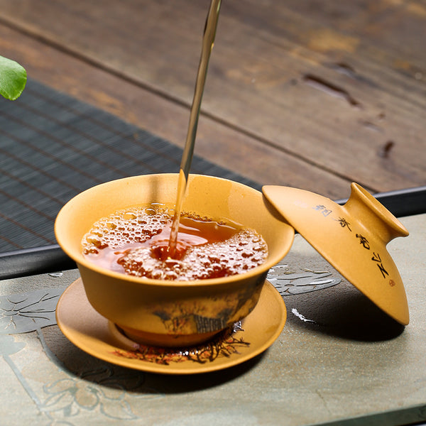 Household Kung Fu Sancai Covered Bowl Purple Sand Cup