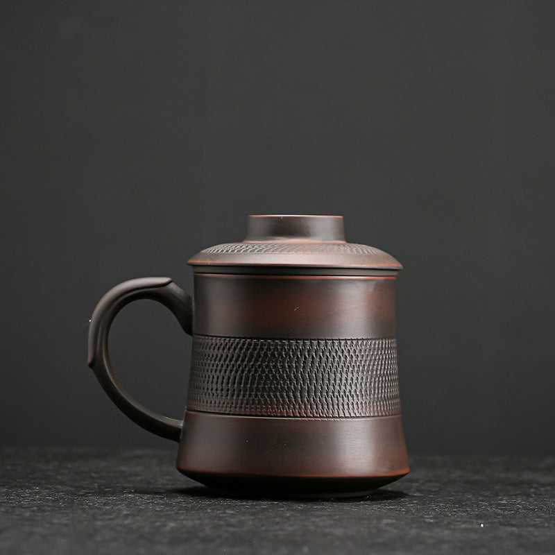 TREASURE PULSE ON フーディー　茶 Tea Mug with Lid | Orchid StreamSavor Mug – Yixingteaart