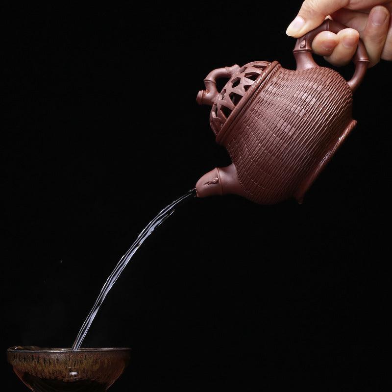 Yixing Tea Art Bamboo Weave Kettle - Thumbnail 2