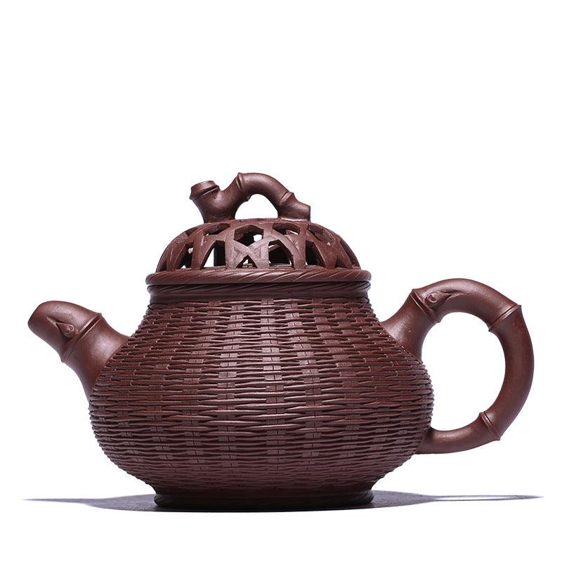 Purple Clay Teapot - Bamboo Weave Pan Kettle – Yixingteaart
